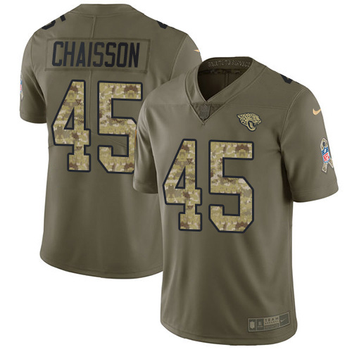 Men Nike Jacksonville Jaguars #45 KLavon Chaisson Olive Camo  Stitched NFL Limited 2017 Salute To Service Jersey